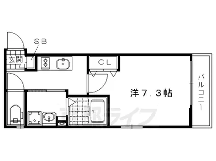 京都市烏丸線 今出川駅 徒歩15分 5階建 築7年(1K/4階)の間取り写真