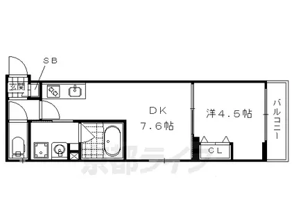 京都市烏丸線 今出川駅 徒歩15分 5階建 築7年(1DK/2階)の間取り写真