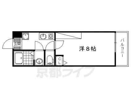 フラッティ丸太町御前(1K/2階)の間取り写真