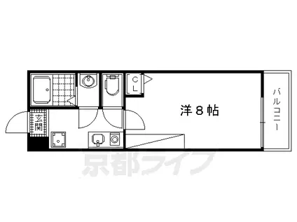 フラッティ丸太町御前(1K/2階)の間取り写真