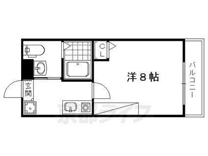 フラッティ丸太町御前(1K/3階)の間取り写真
