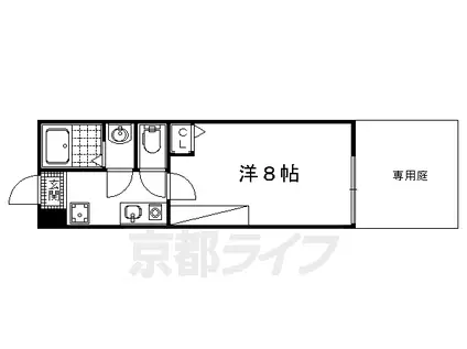 フラッティ丸太町御前(1K/1階)の間取り写真