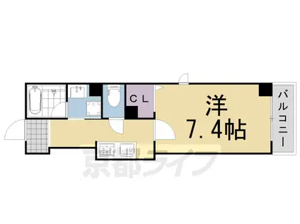 京都市東西線 二条駅 徒歩13分 4階建 築6年(1K/3階)の間取り写真