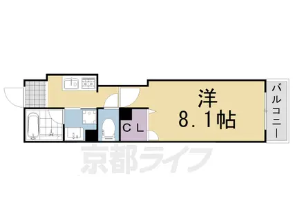 京都市東西線 二条駅 徒歩13分 4階建 築6年(1K/1階)の間取り写真