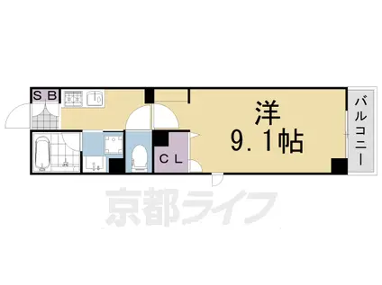 京都市東西線 二条駅 徒歩13分 4階建 築7年(1K/4階)の間取り写真