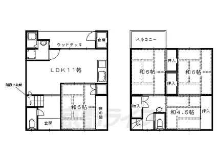 京福北野線 北野白梅町駅 徒歩5分 2階建 築49年(4LDK)の間取り写真