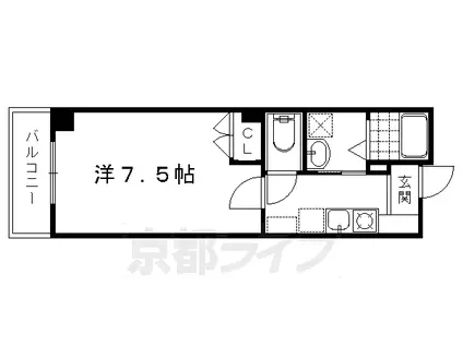 京都市烏丸線 今出川駅 徒歩9分 3階建 築7年(1K/2階)の間取り写真