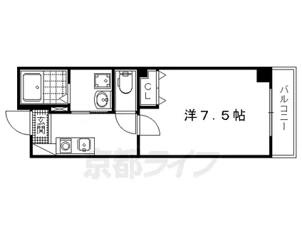 ハウゼ御所の杜(1K/2階)の間取り写真