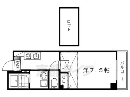 京都市烏丸線 今出川駅 徒歩9分 3階建 築7年(1K/3階)の間取り写真
