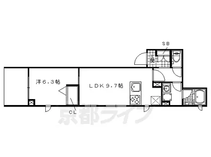 京都市烏丸線 北山駅(京都) 徒歩4分 3階建 築6年(1LDK/1階)の間取り写真