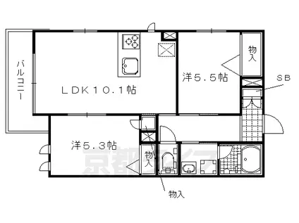 京都市烏丸線 北山駅(京都) 徒歩4分 3階建 築6年(2LDK/3階)の間取り写真