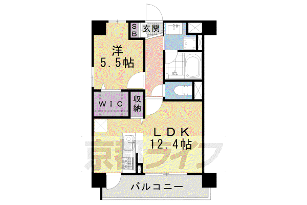 近鉄京都線 上鳥羽口駅 徒歩30分 4階建 築9年(1LDK/3階)の間取り写真