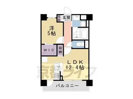近鉄京都線 上鳥羽口駅 徒歩30分 4階建 築9年(1LDK/2階)の間取り写真