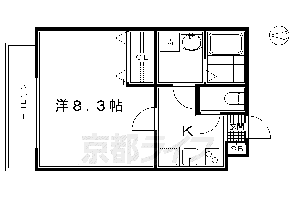 東海道本線 西大路駅 徒歩12分 5階建 築9年(1K/5階)の間取り写真