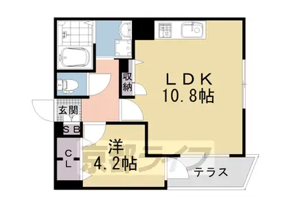 山陰本線 丹波口駅 徒歩12分 9階建 築9年(1LDK/1階)の間取り写真