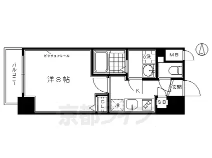 山陰本線 丹波口駅 徒歩12分 9階建 築9年(1K/6階)の間取り写真