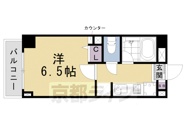 近鉄京都線 東寺駅 徒歩4分 5階建 築9年(1K/4階)の間取り写真
