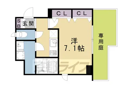 近鉄京都線 東寺駅 徒歩4分 5階建 築9年(1K/1階)の間取り写真