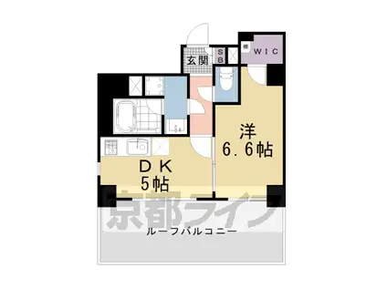 べラジオ京都西大路2(1DK/6階)の間取り写真