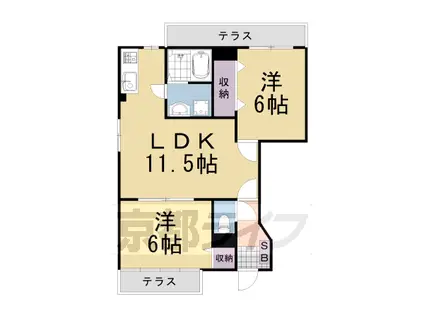アーク壱番館(2LDK/1階)の間取り写真