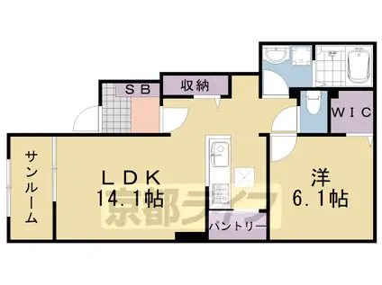 ヴィラ宮の前(1LDK/1階)の間取り写真