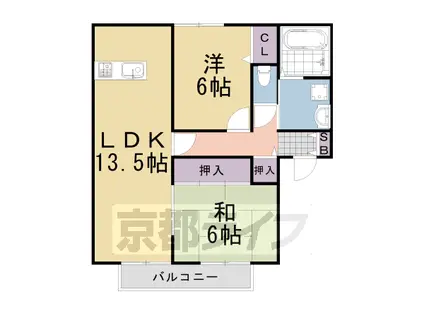 アルデア岸ノ上 オエステ(2LDK/2階)の間取り写真