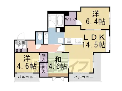 オレア北山(3LDK/4階)の間取り写真