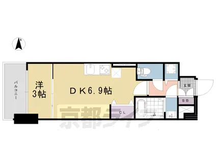 THE GARNET MILLENNIUM KYOTO 九条(1DK/2階)の間取り写真