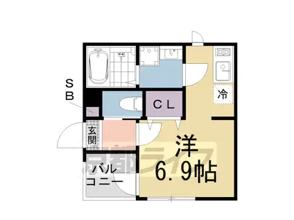 京都市東西線 椥辻駅 徒歩12分 3階建 築5年(ワンルーム/3階)の間取り写真