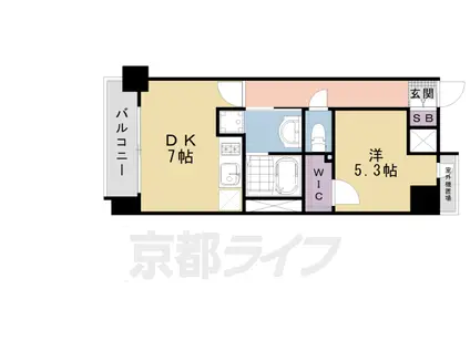 東海道本線 西大路駅 徒歩7分 7階建 築7年(1DK/6階)の間取り写真