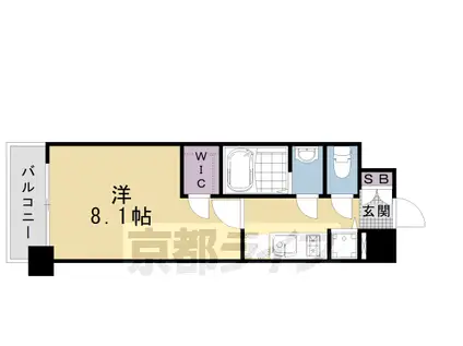 東海道本線 西大路駅 徒歩7分 7階建 築7年(1K/3階)の間取り写真