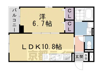 東海道本線 西大路駅 徒歩10分 3階建 築7年(1LDK/1階)の間取り写真