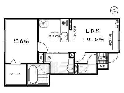 東海道本線 桂川駅(京都) 徒歩23分 2階建 築7年(1LDK/1階)の間取り写真