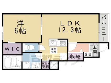 近鉄京都線 東寺駅 徒歩14分 2階建 築7年(1LDK/1階)の間取り写真