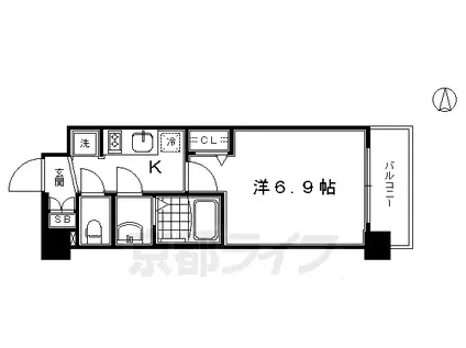 プレサンスTHEKYOTO 華苑(1K/2階)の間取り写真
