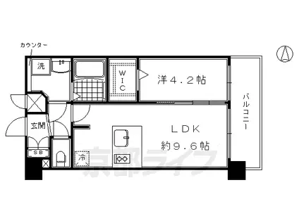 京都市烏丸線 十条駅(京都市営) 徒歩4分 7階建 築7年(1LDK/5階)の間取り写真