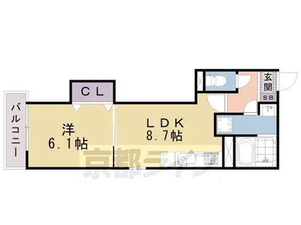 近鉄京都線 東寺駅 徒歩12分 3階建 築7年(1LDK/2階)の間取り写真