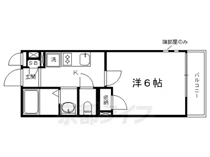京都市烏丸線 九条駅(京都) 徒歩5分 2階建 築7年(1K/1階)の間取り写真