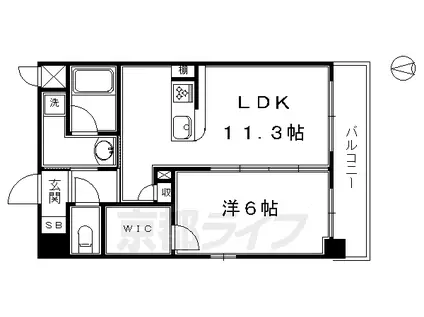 東海道本線 京都駅 徒歩4分 10階建 築6年(1LDK/4階)の間取り写真