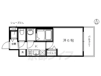 京都市烏丸線 十条駅(京都市営) 徒歩5分 7階建 築7年(1K/3階)の間取り写真