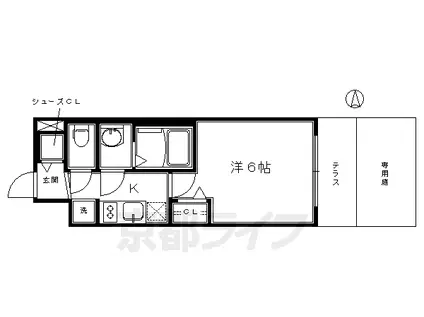 京都市烏丸線 十条駅(京都市営) 徒歩5分 7階建 築7年(1K/1階)の間取り写真