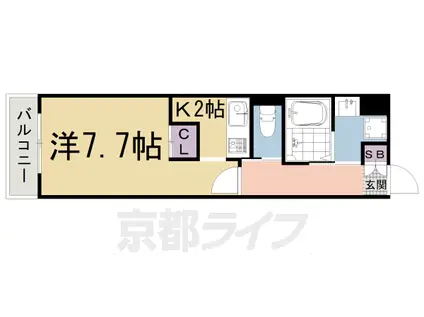 叡山電鉄 茶山・京都芸術大学駅 徒歩25分 3階建 築4年(1K/1階)の間取り写真