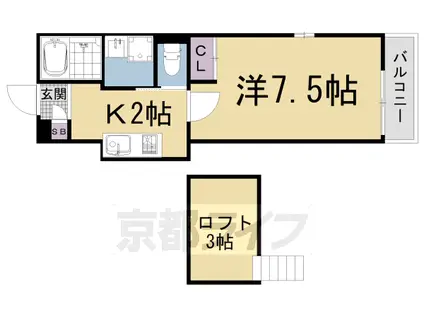 叡山電鉄 茶山・京都芸術大学駅 徒歩25分 3階建 築4年(1K/3階)の間取り写真