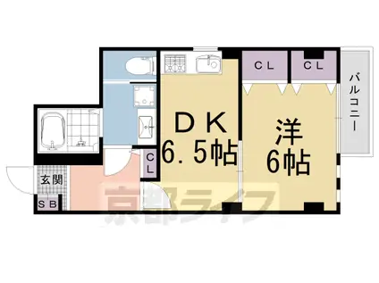 京都市東西線 二条城前駅 徒歩7分 4階建 築9年(1DK/2階)の間取り写真