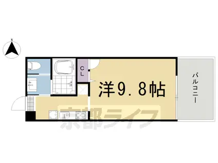 山陰本線 二条駅 徒歩4分 4階建 築9年(1K/2階)の間取り写真