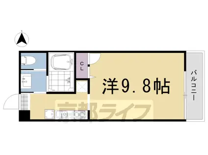 山陰本線 二条駅 徒歩4分 4階建 築9年(1K/3階)の間取り写真