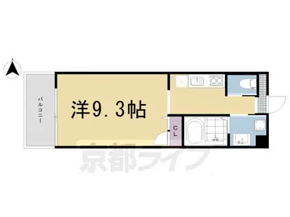 山陰本線 二条駅 徒歩4分 4階建 築9年(1K/3階)の間取り写真