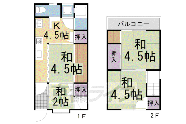 阪急電鉄京都線 西院駅(阪急) 徒歩9分 2階建 築58年(4K)の間取り写真