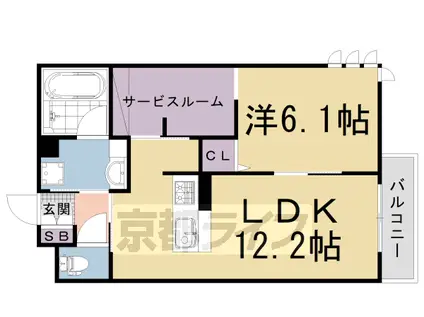 阪急電鉄京都線 西京極駅 徒歩15分 3階建 築4年(1SLDK/2階)の間取り写真
