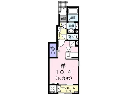 コンフォート末武中(ワンルーム/1階)の間取り写真